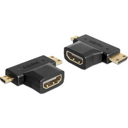 DELOCK DELOCK αντάπτορας HDMI σε HDMI mini & micro 65446, gold plated, μαύρος