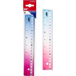 MP MP πλαστικός χάρακας PL019-2, 8"/20cm, διάφανος/πολύχρωμος