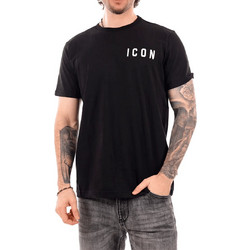 ICON Ανδρικό T-Shirt 100% Βαμβάκι Regular Fit με Μικρό Logo, σε χρώμα Μαύρο