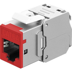 Goobay Keystone Module RJ45 Cat 6A, STP, Slim, Red Red - (77948)