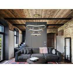 Schuller Naos Κρεμαστό Φωτιστικό Οροφής LED 3 Δαχτυλίδια D80 Dimmable Ροζ Χρυσό