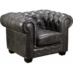 Chester Birmingham Πολυθρόνα Σαλονιού Καθιστικού Δέρμα Antique Grey c531168