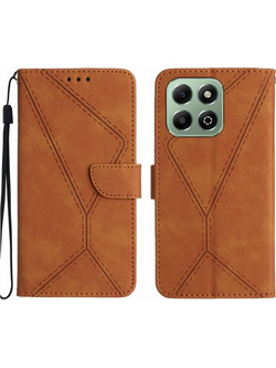 Tel1 Honor X6b Stitching Embossed Θήκη Βιβλίο - Brown