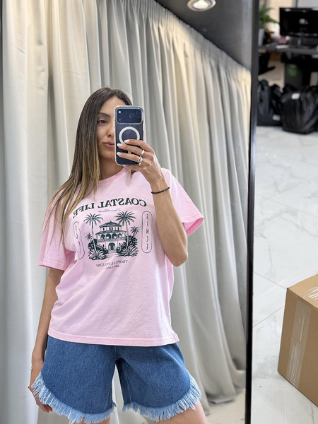 Tropical T-Shirt Sac & Co Ρόζ