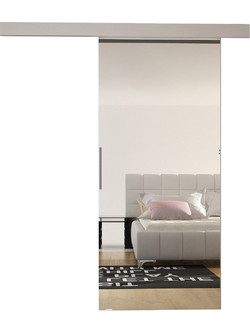 PoliHome Leo II-Cashmere Πόρτα Εσωτερική Συρόμενη Ξύλινη με Καθρέπτη Γκρι 96x205cm 163083309