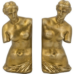 Artekko Bookends Χρυσοί Βιβλιοστάτες Ρητίνης με Γυναικεία Φιγούρα (11.5x13x26)cm 2pcs