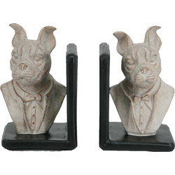 Artekkol Bookends Βιβλιοστάτες Ρητίνης με Σκυλιά σε Λευκή Πατίνα (12x10.5x19)cm 2pcs