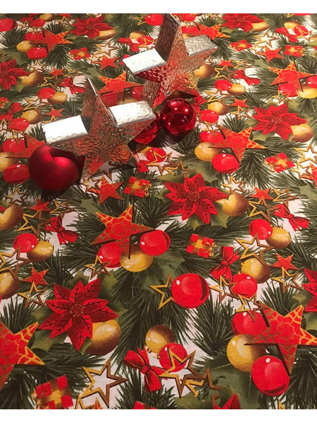 Ύφασμα Χριστουγεννιάτικο Σχέδιο Λονέτα Christmas Garland Φ280cm Multi