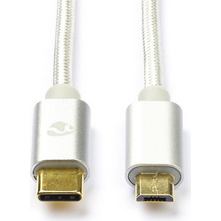 Καλώδιο Nedis USB-C Male to Micro-USB Male 10W Braided 2m White CCTB39650AL20