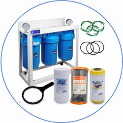 Aqua Filter BB103PS5STBLP Τριπλό Σύστημα Big Blue 10 για Ιζήματα, Μείωση Σκληρότητας και Χλωρίου