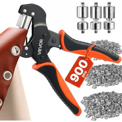 VEVOR Grommet Tool Kit 6 mm 10 mm 12 mm 900 PCS Grommet Eyelet Tool Kit, με οπές και ροδέλες, χειροκίνητη πένσα πρέσας, εργαλεία διάτρησης οπών, μπλοκ, για δέρμα, μουσαμάδες, παπούτσια, χειροτεχνία, ύ