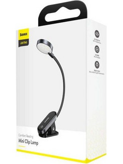 Baseus Home Comfort Reading Mini Clip Lamp + καλώδιο φόρτισης, 400mAh, 4000K, 3W Dark Grey (DGRAD-0G)