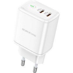 Borofone BN9 Φορτιστής Χωρίς Καλώδιο με 2 Θύρες USB-C 35W Power Delivery White