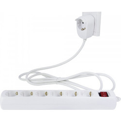 REV Multiple Socket Outlet 6+1- fold 5m +switch white Powersplit