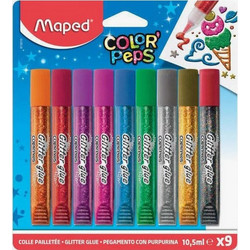 Κόλλα Glitter Πολύχρωμη Color'Peps 10.5ml Σετ 9 τμχ Maped