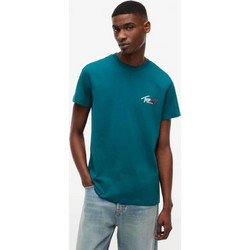 Tommy Jeans ανδρικό T-shirt με signature logo Slim Fit - DM0DM22538 Πετρόλ