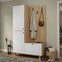 Έπιπλο Εισόδου Forma 350MWD1903 90x37x173cm Oak-White Μοριοσανίδα, Μελαμίνη
