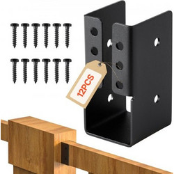 Κρεμάστρα VEVOR Concealed Joist, 2x4 Inch Outdoor Concealed-Flange Joist Brack with Vis, Steel Light Joist Hangers for 1,93 x 3,62 Inch / 49 x 92 mm Beam, Swing, Fence, Ξύλινες τσουλήθρες, 12 τμχ