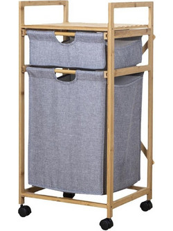 Καλάθι απλύτων διπλό Nextdeco μπαμπού Υ85x42x34εκ