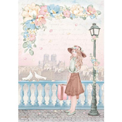 Stamperia Ριζόχαρτο Decoupage A4 (21x29,7cm) Create Happiness Oh la la- Girl with Suitcase