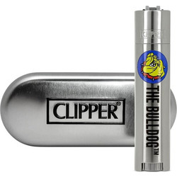 Clipper The Bulldog Silver Metal Lighters + Giftbox