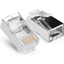 POWERTECH βύσμα RJ45 CAB-N448, ανοιχτού τύπου, Cat 6/6a FTP, μεταλλικό, ασημί, 50τμχ