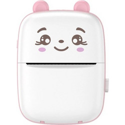 Μίνι φορητός εκτυπωτής φωτογραφιών, Flippy, USB, Bluetooth, Bear Model, 12 x 9 x 5 cm, Λευκό ροζ