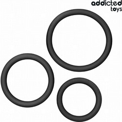 Addicted Toys Set of Silicone Rings Model 1 Σετ Ελαστικά Δαχτυλίδια Πέους Σιλικόνης Μαύρα 3τμχ