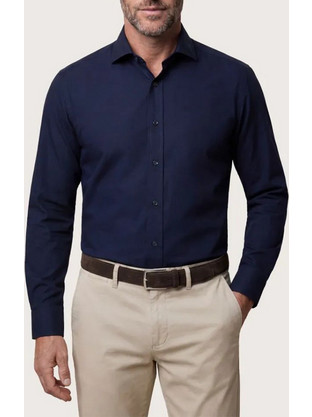 CAMICISSIMA Non iron cotton shirt CARDIFF028719-BLUE NAVY NavyBlue