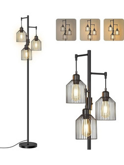 VASAGLE LED Επιδαπέδιο Φωτιστικό, Ρυθμιζόμενο, με 3 Λαμπτήρες, 29 x 32 x 176,5 cm LFL013BD02