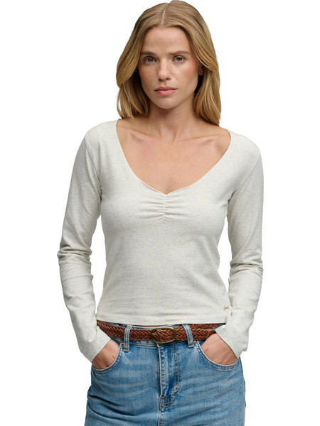 SUPERDRY ESS GATHERED ΜΠΛΟΥΖΑ ΓΥΝΑΙΚΕΙΑ W6012267A-QTN (QTN/VINTAGE WHITE MARL)