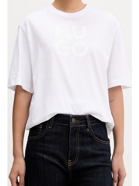 HUGO WOMEN S DASHIRE 5 COTTON T-SHIRT WHITE