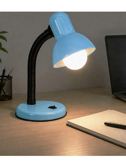 GLOBOSTAR(R) STUDENT GLB-102-0009 Μοντέρνο Επιτραπέζιο Φωτιστικό Πορτατίφ με Ντουί 1 x E27 AC 220-240V IP20 - Γαλάζιο & Μαύρο - Μ14 x Π14 x Υ32cm
