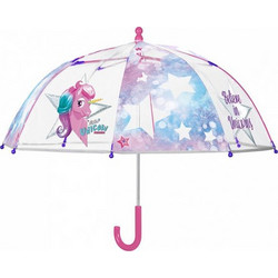 Rain Παιδική Ομπρέλα Μπαστούνι Special Unicorn Διάφανη με Διάμετρο 65εκ. (11585)