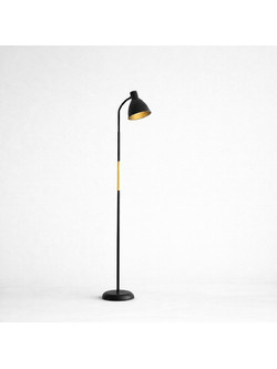 VenCore Orin Black 6091-20015 - Μοντέρνο Επιδαπέδιο Φωτιστικό Μονόφωτο Μαύρο Αλουμίνιο και Μαύρο Καπέλο με Βάση-Ντουί 1xE27 - Φ23 x Υ150cm