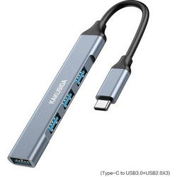 KSC-1429 Μετατροπέας USB-C ΣΕ USB 3.0 Και USB 2.0*3 Adaptor 4 IN 1 With Cable 6cm - Χρώμα: Μαύρο