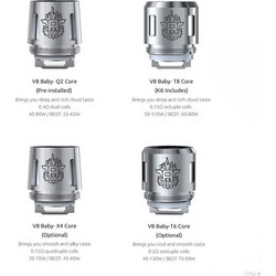 SMOK TFV8 BABY Coils V8 Baby-T6 0.20OHM (40W-130W / BEST 70W-90W)