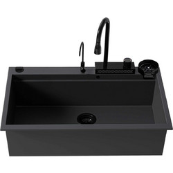 Sanitec Ultra Granite Quartz 850 Multi Ένθετος Νεροχύτης Γρανίτη Ματ Nero 79x50cm