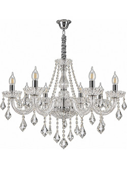 Artekko Chandelier Πολυέλαιος 10φωτος Ε14 με Διάφανο Κρύσταλλο (70x70x100)cm 023-3253