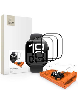 TECH-PROTECT EASY SET FLEX+ - προστασία οθόνης για Apple Watch 4 / 5 6 SE 2 3 Series 1 Aluminum 38mm 42mm 7 8 9 Ultra - Μαύρο
