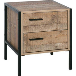 PALLET-W Κομοδίνο με 2 Συρτάρια Μέταλλο Βαφή Μαύρο - Antique Oak Woodwell