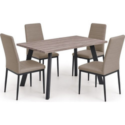 JETTA-BAXTER Τραπεζαρία Μέταλλ ο Βαφή Μαύρο, Τραπέζι Sonoma Oak+4 Καρέκλες Pvc Cappuccino Table:120x70x75 Chair:40x50x95 ΕΜ966,S9
