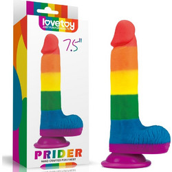 Lovetoy Prider Hand Crafted For Finest Ρεαλιστικό Dildo με Βεντούζα & Όρχεις 19.5cm Πολύχρωμο