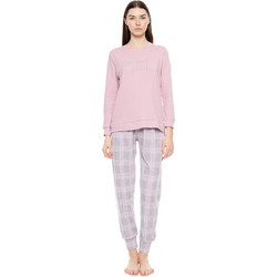 Pink Label Jacquard Bonjour Plaid Σετ Γυναικείες Πιτζάμες Βαμβακερές W1495