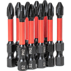 Amio - Μύτες Στρέψης Torsion PH2 HEX 1/4" 50mm Heavy Duty για Σταθερή Τοποθέτηση Εργαλείου & Καθημερινή Χρήση - Σετ 10 Τεμ. (04784/AM)