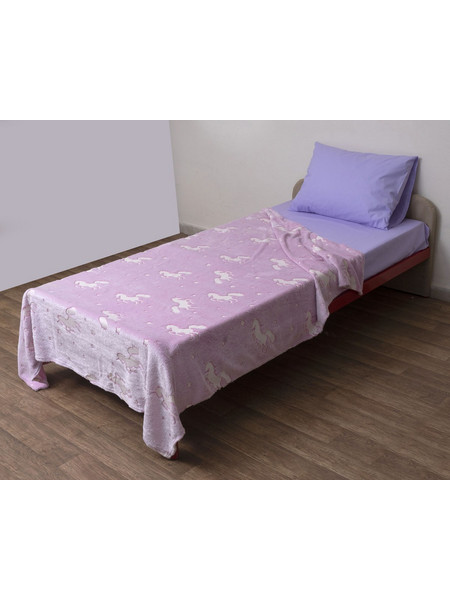 Κουβέρτα Φωσφοριζέ Flannel Fleece Μονή 150x200 Ροζαλία