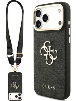 Guess 4G Big 4G Classic Logo Big Strap Metal Buttons Θήκη Black (iPhone 18 Pro / 17 Pro)