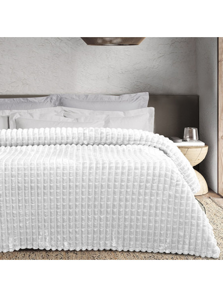 Κουβέρτα Fleece Υπέρδιπλη Das Home 1386 White 220x240