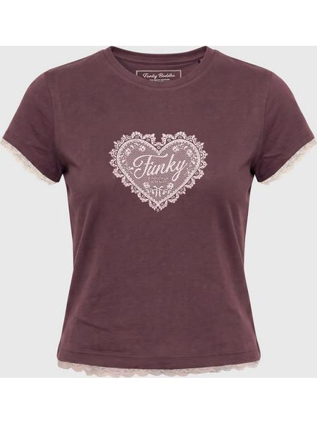 Γυναικείο t-shirt με στάμπα και δαντέλα FBL014-105-04_SHADOW MAUVE