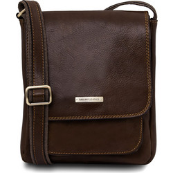 Tuscany Leather Jimmy Δερμάτινη Ανδρική Τσάντα Ώμου / Χιαστί Σοκολατί TL141407